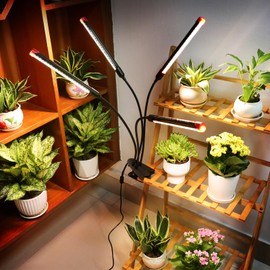 4-Head Clip Grow Lights for Indoor Plants 36W, FECiDA 2024 LED Plant Grow Light for Houseplants, Bonsai, Pot Plant, Full Spectrum Growing Lamp with 4,8,12 Hr Timer and 360° Gooseneck