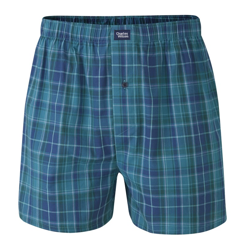 Charles Wilson 6 Pack Woven Boxer Shorts (S, Tartan Check