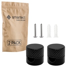 smartect Aluminium Wall and Ceiling Pins for Textile Cable [Pack of 2, Fluted, Black] Ceiling Mounting with Screws and Dowels, Monkey Swing, Surface-Mounted Cable Holder for Own DIY Project