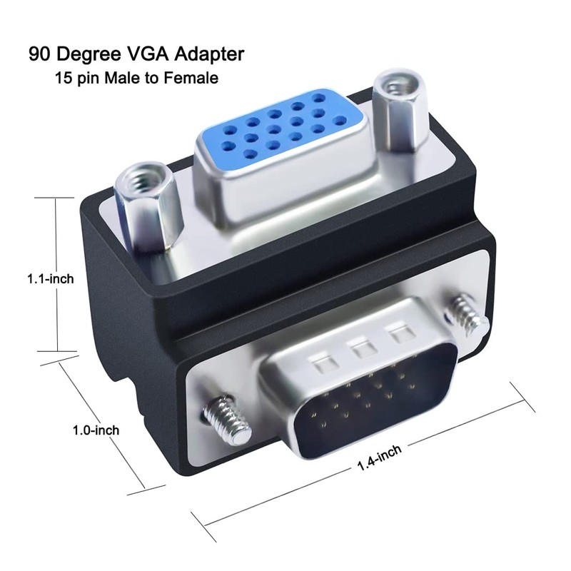 DTECH 90 Degree VGA Right Angle Adapter 15 Pin Male
