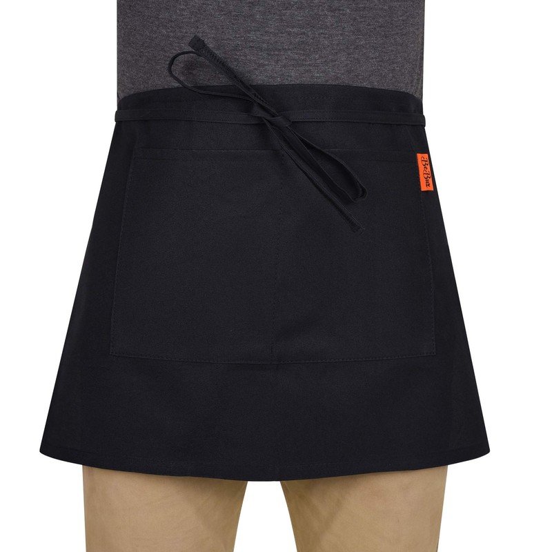 Waist Apron, Black Waiter Waitress Aprons with 2 Pockets Bistro