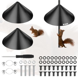 Tanlade 2 Pack Squirrel Baffle Guard Black Plastic Wide Wrap Around Guard Stopper Keep Squirrels Off Bird Feeder Baffle for Bird Feeder Pole Outside Shepherd Hooks(16 Inch)