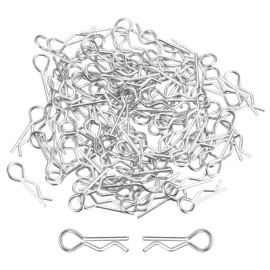 DMiotech 100Pcs Body Clips Bent, Silver Universal RC Body Clips R Pins RC Cars Parts Shell Replacement Parts for All 1/16 Scale RC Car