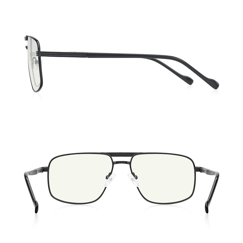 RB.Pilot Reading Glasses for Men Square Double Bridge Blue Light