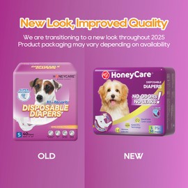 HONEY CARE All-Absorb Disposable Female Dog Diapers Small Size, Improved, 40 Count, Super Absorbent, Breathable, Wetness Indicator (Pack of 1, 40 Count Total)