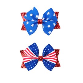 HLLMX 2 PCS Patriotic American Flag Hair Clips Glitter Patriotic Independence Day Alligator Hair Pins Hair Accessories Baby Teen Girl Stuff Butterfly Toddler Hair Clip Decor for Girls Women