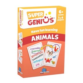 Super Genius Animals - Tabletop Card Game, Fun Flash Card Concentration Matching Game for Kids, Ages 6+, 1-6 Players, Teacher Approved, Learn About The Animal Kingdom, by Blue Orange Games