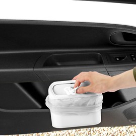 AXNSATRE Car Bin, Car Trash Can with Lid, Multifunctional Mini Trash Bin for car, with 90 Pcs Trash Bags & 4 Car Hooks, Push-on Design Car Bins, Cute Car Accessories, Car Rubbish Bin for Car Tidy