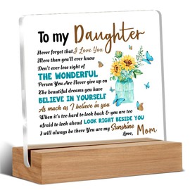 Daughter Gifts from Mom, Birthday Gifts for Daughters Adult, Christmas Gift To My Daughter Home Office Decorative Signs Plaque for Desk