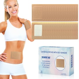 Castor Oil Patches, Parches de Aceite de Ricino Ombligo, Autoadhesivo y Antiderrames, No Requiere Lavado, Portátil (Aceite No Incluido), 10cm x 13cm, 