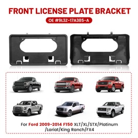 RED WOLF Front License Plate Bracket Fit for Ford 2009-2014 F150 XLT / XL / STX / Platinum / Lariat / King Ranch / FX4 Car License Plate Tage Bracket Holder Black Bumper Mounting 9L3Z-17A385-A