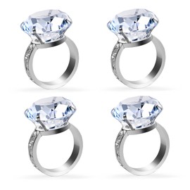 Bling Big Diamond Napkin Rings Set of 12 Crystal Rhinestone Sparkle Bling Huge Napkin Holders, Heavy Sturdy Wedding Decoration (Clear, 12)