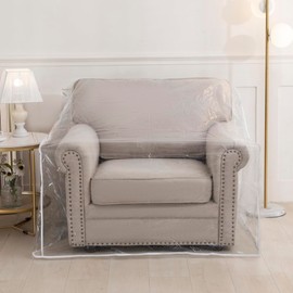 STONECREST Plastic Sofa Cover - Clear Vinyl Waterproof, Pet Scratching Furniture Protector, Heavy Duty Thickness Slipcover for Storage and Moving 46" W (1 Pack, Sofa Chair)