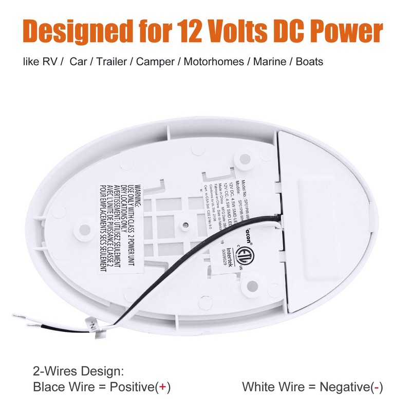 Facon 12V Single Dome RV Pancake Light with On&Off Switch,