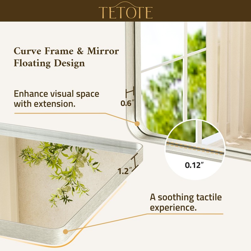 TETOTE Brushed Nickel Bathroom Mirror 20 x 30 Brushed Nickel