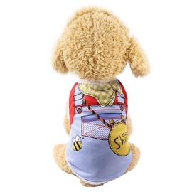 Vavious Puppy Clothes Quick Dry Summer Dog T Shirt for Small Dogs Boy Girl Funny Blue Stripe Overalls Printed Pet Vest Cat Breathable Mesh Sleeveless Pullover Medium