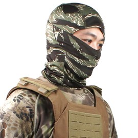 Camouflage Balaclava Ski Face Mask UV Protector for Man and Women Fishing Motorcycle Windproof Tactical Bandana Face Cover (Green Black)