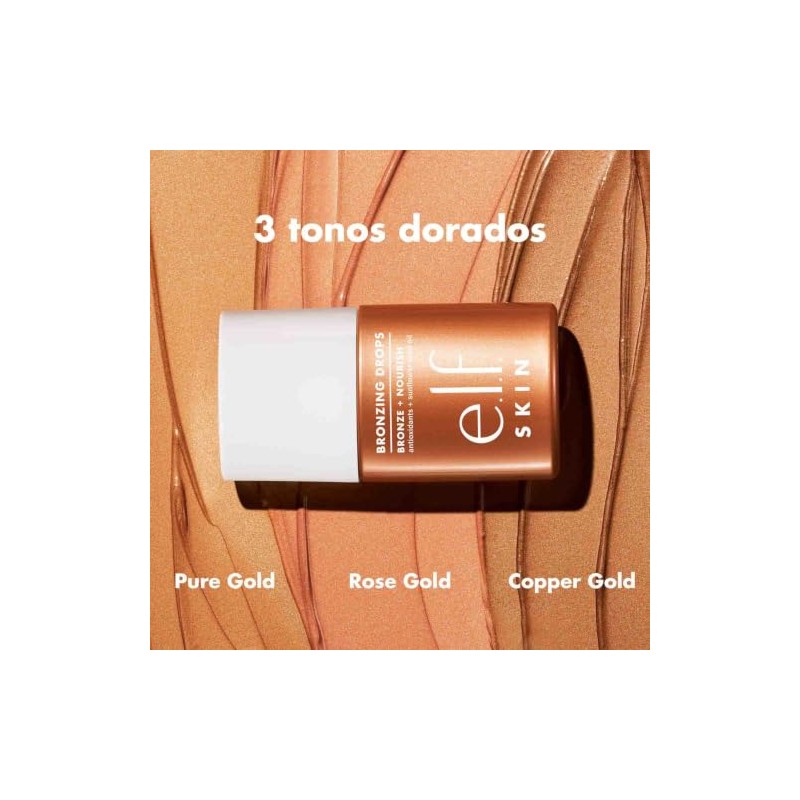 e.l.f. SKIN Bronzing Drops Bronceador Líquido Dorado Cálido Shimmer