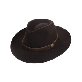 Harrys-Collection Rollable Hat with Wide Brim Brown Fabric Ribbon in 3 Colours - 59