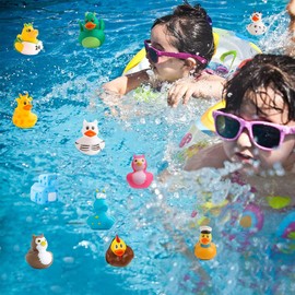 6pcs Random Assorted Rubber Duck Small Rubber Ducks in Bulk for Jeeps Ducking,Baby Shower Bath Toy for Kids Toddler Birthday Christmas Party Favors Stocking Stuffers