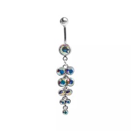 LionGothic Belly button Rings Curved Naval with Crystal jewels dangling