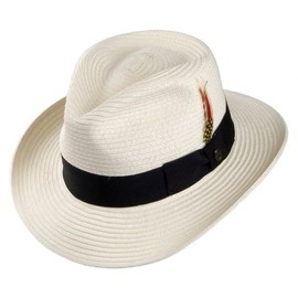 Jaxon Summer C-Crown Toyo Straw Fedora Hat (X-Large, Natural)