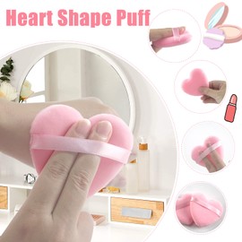 12 Pieces Heart Shape Powder Puffs Face Cosmetic Powder Puff Washable Reusable Soft Plush Powder Sponge Makeup Foundation Sponge for Face Body Loose Powder Wet Dry Makeup Tool, Pink
