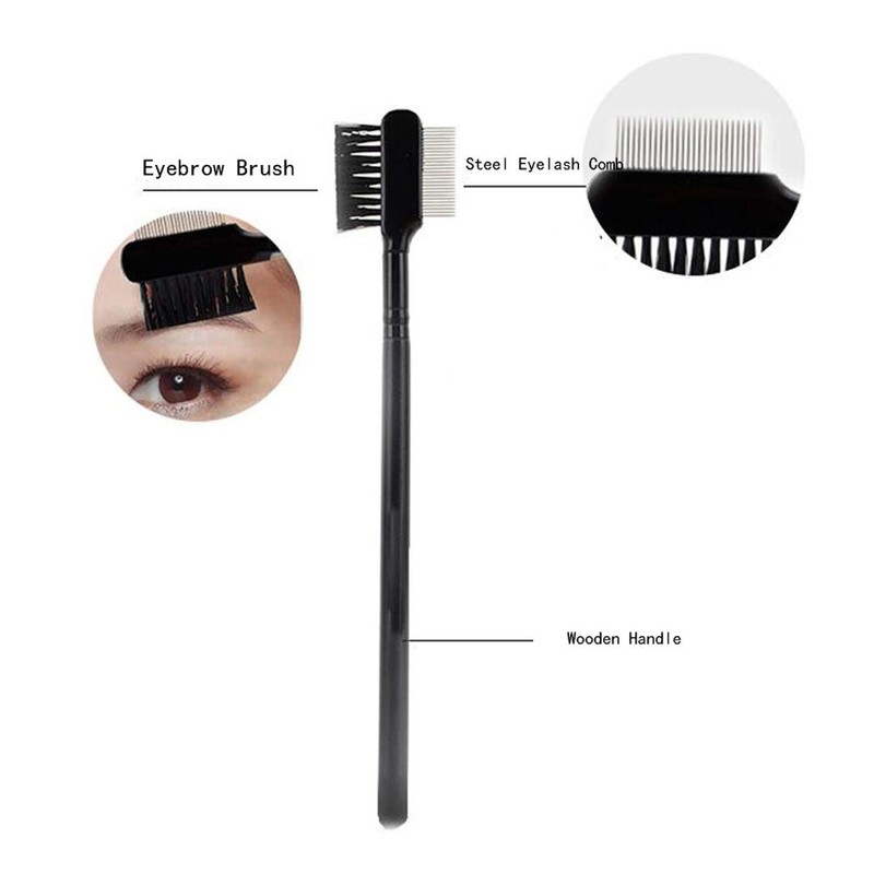 2Pcs Eyebrow Brush with Metal Teeth Eyelash Comb Separator Brow