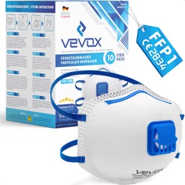 VEVOX® FFP1 Mask with Valve – Set of 5 – Dust Mask – Respirator Mask – Dust Mask – Fine Dust Mask – Respirator Protection Against Fine Dust, Abrasive Dust or Building Dust