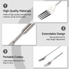 Agatige 2Pcs Extendable Fork, Telescopic Long Handle Cutlery Forks Stainless