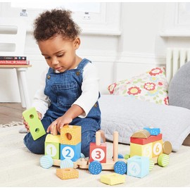 Early Learning Centre Wooden Stacking Train Hand Eye Coordination 15 Blocks Incl