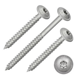Flat Head Screws with Torx Drive (TX) | Stainless Steel A2/V2A | Reinforced Head + Cut Tip | with ETA Approval | Partial Thread | Wood Screws | Construction Screws (8 x 80 mm, Pack of 10)