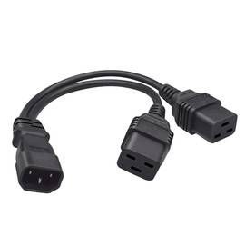 JORINDO 0.32M/1FT C14 to C19+C19 Y Splitter Power Plug Cord,PDU/UPS Server C14 Plug to Dual C19 Jack Power Conversion Cable，C14 Male to C19 Female