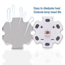 LEDGUHON 5Pcs 3W 620nm Red 3535 SMD High Power LED Chip with Aluminum Plate 20mm Star PCB Base Heat Sink for Growing Light(60deg,Red 620nm-625nm,DC 2.0-2.2V,700mA)