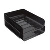 TRU RED Front Load Stackable Plastic Letter Tray, Black, 4/Carton