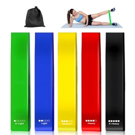 EMMA'S Bandas de Resistencia, Set de 5 Ligas de Resistencia, Cintas Musculación, Bandas de Fitness para Ejercicios Yoga, Pilates, Estiramiento, Entrenamiento, Fuerza, Piernas, Brazos, Glúteos