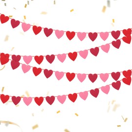 4Pcs Red Felt Heart Garland for Valentines Day Decor Valentines Day Decoration Red Heart Garland Heart Valentines Day Decor Hanging Heart Decorations Valentines Day Accessories for Valentine's Day