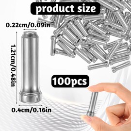 Giantree 100Pcs Bike Cable End Caps, Alloy Cable End Crimps, Bike Bike Shift Cable Housing Mountain Bicycle Parts Derailleur Cable, Rope End Caps Throttle Cable Ends for Alloy Bikes Wire End Cap