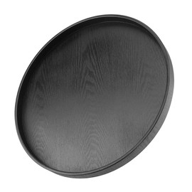 Round Serving Tray, Solid Wood Serving Platter Decorative Food Snack Meals Coffee Tea Serving Plates Service Tray Countertop Desktop Organizer for Home Kitchen Restaurant Party(Black)