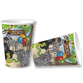 DH-Konzept: 8 Cups * Zoo & Zootiere * for Children's Birthday Parties and Theme Party | Children's Paper Cups Party Cups Animals Party Set