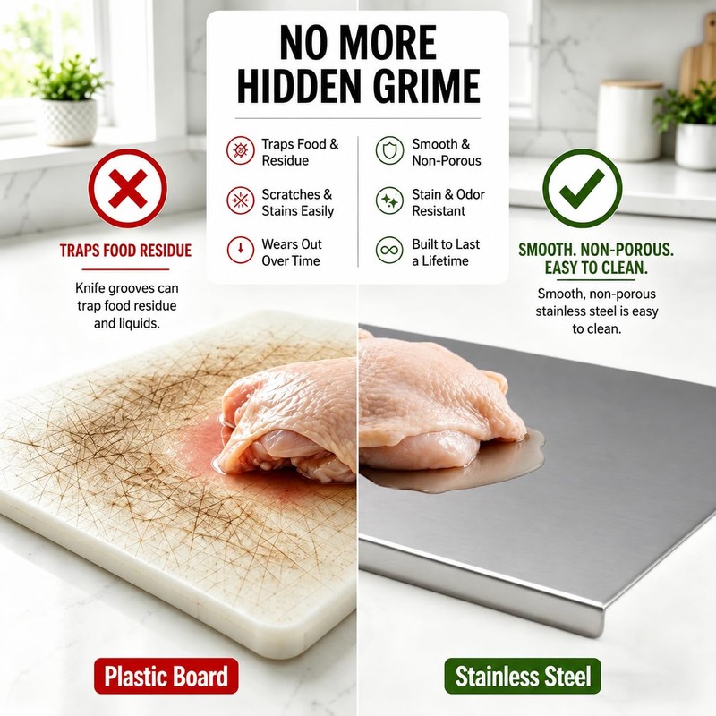 Stainless Steel Cutting Board with Counter Lip,Metal Pastry Board Kitchen