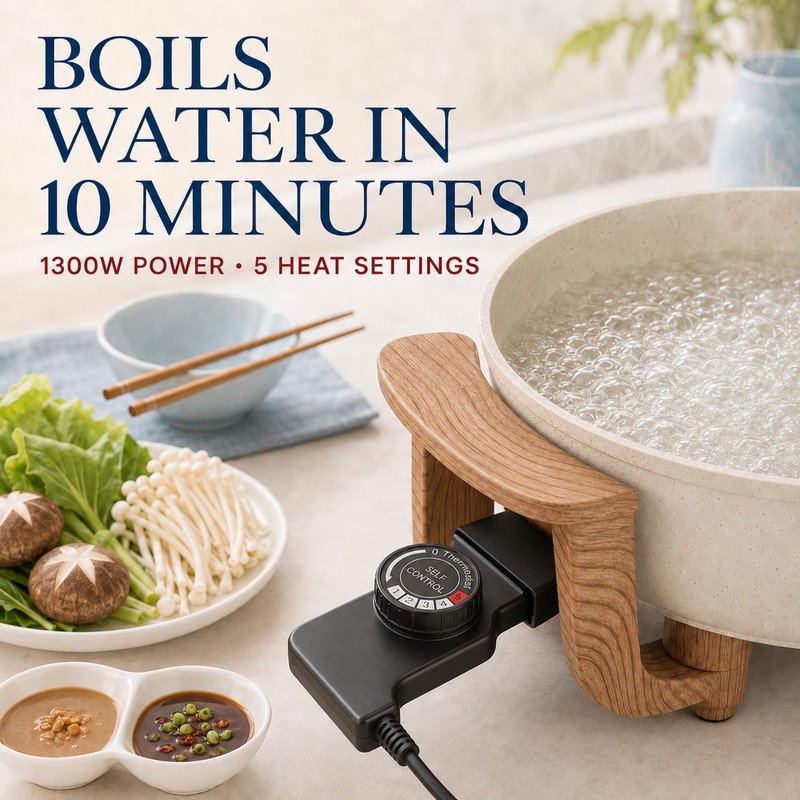 6L Electric Hot Pot with Divider, 1300W, Easy-Clean Surface, White