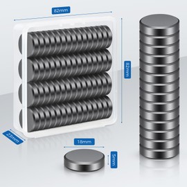 Wukong Pack of 60 Strong Magnets for Magnetic Board, 18 x 5 mm Ferrite Magnets Small Strong, Magnets Buy Magnets Black, Whiteboard Magnets for Notice Board, Fridge, Office