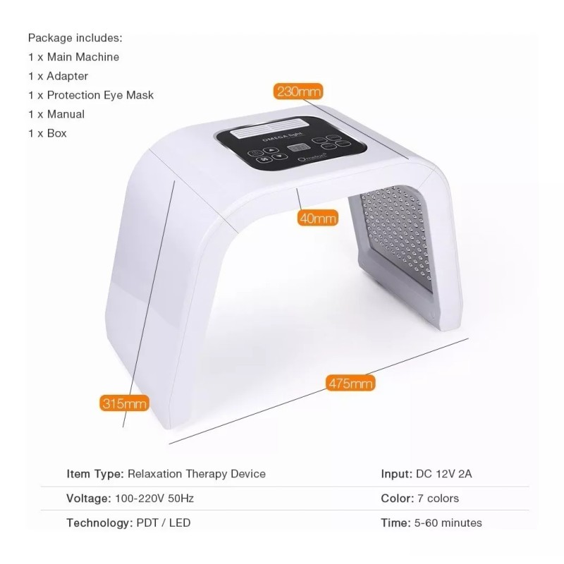 ForeverLily Maquina Facial De Luz Led 7 Colores Para Tratamiento