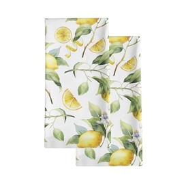 KAF Home Set of 2 Oversized 20 x 30-inch Kitchen Dish Towels, 100-Percent Cotton, Made in The USA of Imported Materials, Designed, Digitally Printed and Cut Sewn in The USA (Lemons)