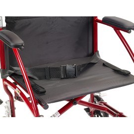 Drive Medical DFL19-RD Fly Lite Ultra Lightweight Folding Transport Wheelchair with Swing-Away Footrests, Red