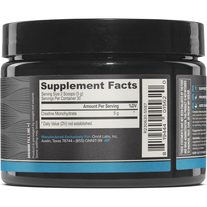 ONNIT Creatine Monohydrate Powder, Creatine Powder Supplement That Promotes Strength