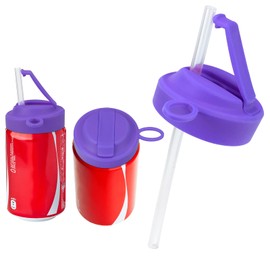 Silicone Soda Can Lids With Straw【Reusable】【BPA-Free】【Leak Proof】Can Covers For Canned Beverage, Beer, Juice, Seltzer，Purple
