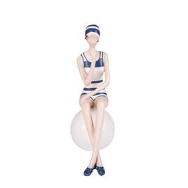 Beachcombers 7.8" Resin Lady On Ball Blue/White Suit Blue