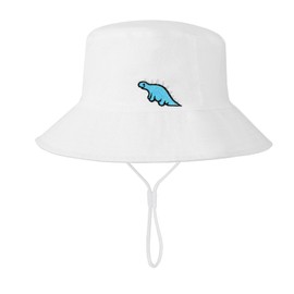 QKURT Kids Sun Hat Adjustable Dinosaur Embroidered Bucket Hat with Mesh Cotton Lining, Lightweight Beach Sun Cap Toddlers Fisherman Hat for Boys and Girls 0-4 Years Old White